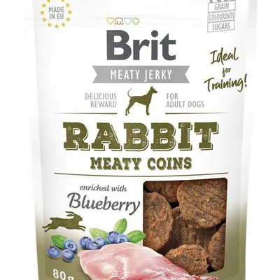 BRIT Jerky Snack Rabbit Meaty Coins with Blueberry 80g