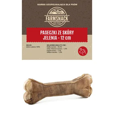 FarmSnack Kość ze skóry jelenia 12cm