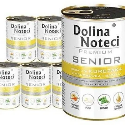 ZESTAW Dolina Noteci PREMIUM Senior Kurczak z marchewką i bazylią 12 x 400g