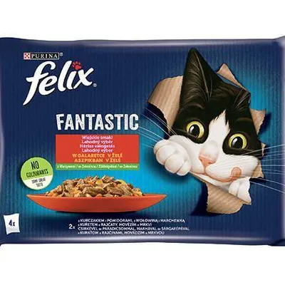 FELIX Fantastic w galaretce z kurczakiem i wołowiną 4x85g