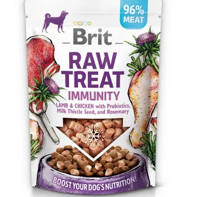 BRIT CARE Dog Raw Treat Immunity Lamb & Chicken with Probiotics, Milk Thistle Seed and Rosemary 40g