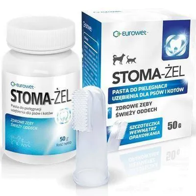 EUROWET Stoma Żel + szczoteczka do zębów pies/kot 50g