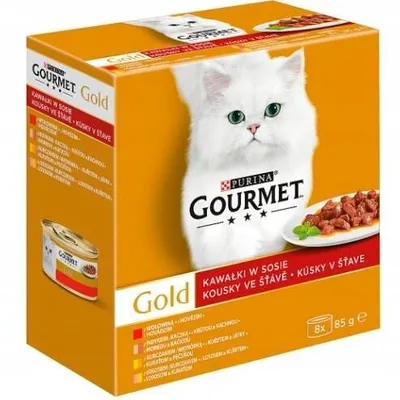 PURINA GOURMET GOLD kawałki w sosie (wołowina, indyk, łosoś, kurczak) 8x85g