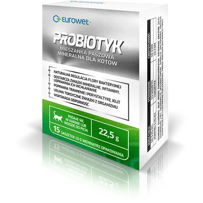 Eurowet Probiotyk w saszetkach dla kotów 15 x 1,5g