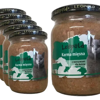 ZESTAW Leopold Karma mięsna z warzywami dla kotów (Słoik) 6 x 500g