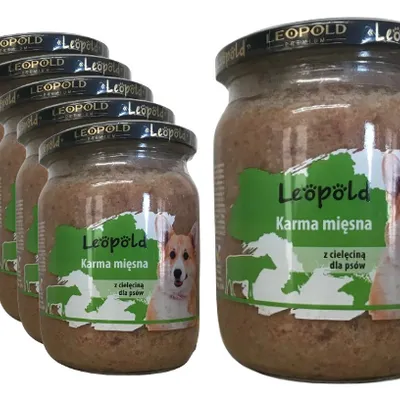 ZESTAW Leopold Karma mięsna z cielęciną dla psów (Słoik) 6 x 500g