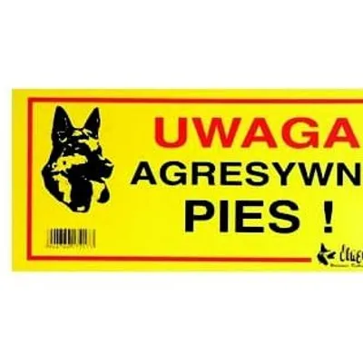 DINGO tabliczka ostrzegawcza "UWAGA AGRESYWNY PIES"