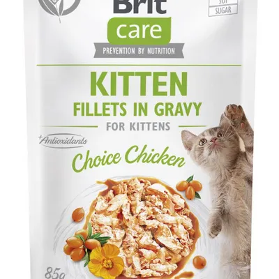 BRIT CARE Cat Kitten Fillets in Gravy Choice Chicken Enriched with Sea Buckthorn and Nasturtium 85g