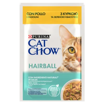 PURINA CAT CHOW Hairball Karma dla kotów z kurczakiem i zieloną fasolką w sosie 85g