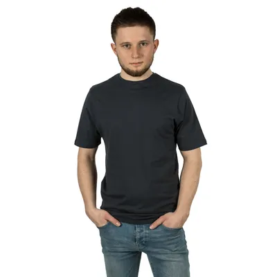 Granatowy T-shirt męski bez nadruku