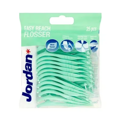 JORDAN EASY REACH FLOSSER WYKAŁACZKI Z NICIĄ DENTYSTYCZNĄ 25 SZTUK