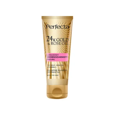 Perfecta 24K Gold & Rose Oil luksusowy drobnoziarnisty peeling do twarzy 75g