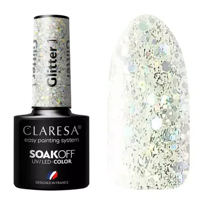 CLARESA SOAK OFF LAKIER HYBRYDOWY GLITTER 1 5ML