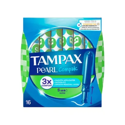 TAMPAX COMPAK PEARL SUPER TAMPONY 16 SZTUK