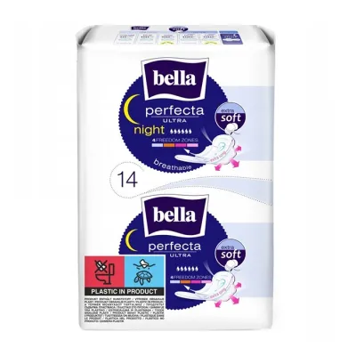 BELLA PERFECTA ULTRA NIGHT BLUE PODPASKI HIGIENICZNE ZE SKRZYDEŁKAMI 14 SZTUK