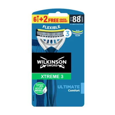 WILKINSON SWORD XTREME3 ULTIMATE COMFORT JEDNORAZOWA MASZYNKA DO GOLENIA DLA MĘŻCZYZN 8 SZTUK