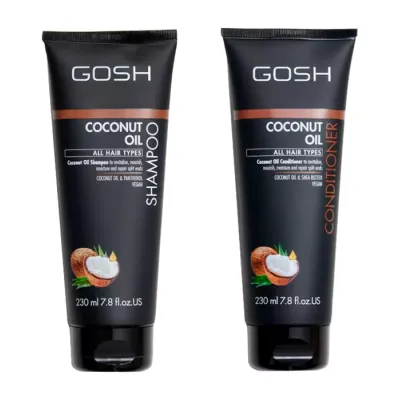 GOSH COCONUT OIL ZESTAW KOSMETYKÓW DO PIELĘGNACJI WŁOSÓW SZAMPON 230ML + ODŻYWKA 230ML