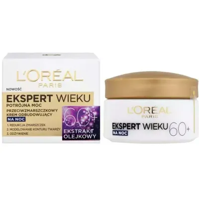 LOREAL EKSPERT WIEKU PRZECIWZMARSZCZKOWY KREM ODBUDOWUJĄCY NA NOC 60+ 50ML