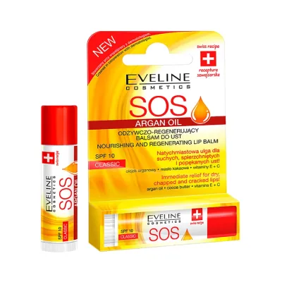 EVELINE SOS ARGAN OIL ODŻYWCZO-REGENERUJĄCY BALSAM DO UST SPF10 CLASSIC