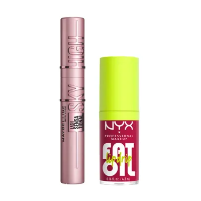 MAYBELLINE LASH SENSATIONAL SKY HIGH TUSZ + NYX PROFESSIONAL MAKEUP FAT OIL BŁYSZCZYK