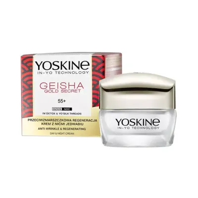 YOSKINE GEISHA GOLD SECRET PRZECIWZMARSZCZKOWA REGENERACJA KREM Z NIĆMI JEDWABIU 55+ 50ML