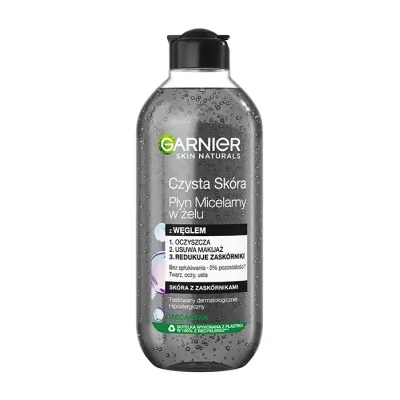 GARNIER CZYSTA SKÓRA PŁYN MICELARNY W ŻELU Z WĘGLEM 400ML