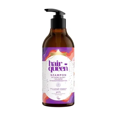 HAIR QUEEN WEGAŃSKI SZAMPON DO SKÓRY GŁOWY I WŁOSÓW WYSOKOPOROWATYCH 400ML