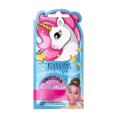 EVELINE UNICORN GLOW BELLA HOLOGRAFICZNA MASECZKA PEEL-OFF MATUJĄCO OCZYSZCZAJĄCA 7ML