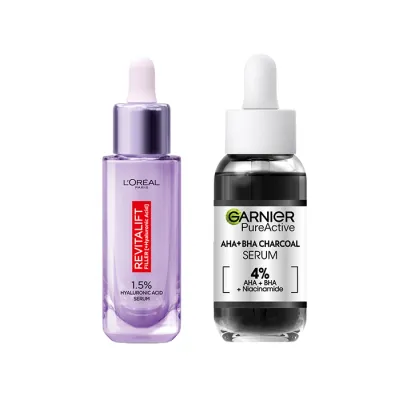 LOREAL REVITALIFT FILLER SERUM + GARNIER PURE ACITVE SERUM