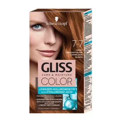 GLISS CARE & MOISTURE COLOR FARBA DO WŁOSÓW Z KWASEM HIALURONOWYM 7-7