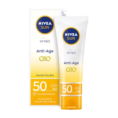 NIVEA SUN UV FACE Q10 ANTI-AGE SUN CREAM PRZECIWZMARSZCZKOWY KREM Z OCHRONĄ SPF 50 50ML