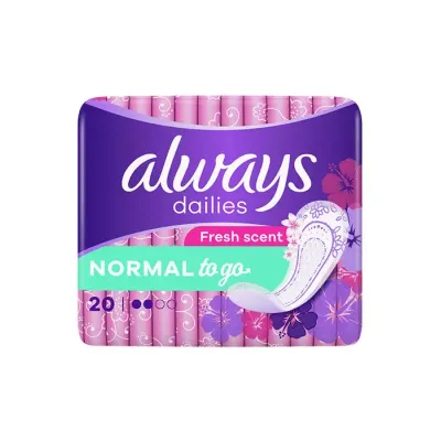 ALWAYS DAILIES NORMAL TO GO FRESH SCENT WKŁADKI HIGIENICZNE 20 SZTUK