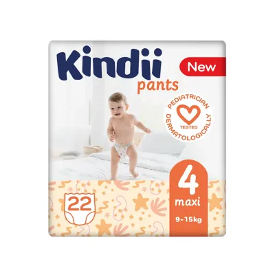 CLEANIC KINDII PANTS PIELUCHOMAJTKI DLA DZIECI ROZMIAR 4 MAXI 9-15KG 22 SZTUK