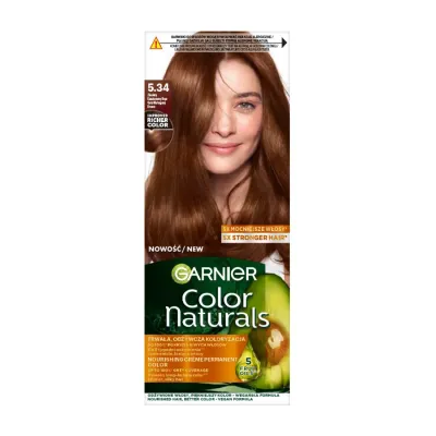 GARNIER COLOR NATURALS TRWAŁA FARBA DO WŁOSÓW 5.34 ZŁOCISTY KASZTANOWY BRĄZ