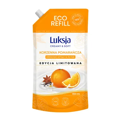 LUKSJA CREAMY & SOFT MYDŁO W PŁYNIE KORZENNA POMARAŃCZA REFILL 900ML