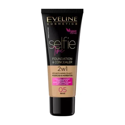 EVELINE SELFIE TIME KRYJĄCO-NAWILŻAJĄCY PODKŁAD I KOREKTOR 05 BEIGE 30ML