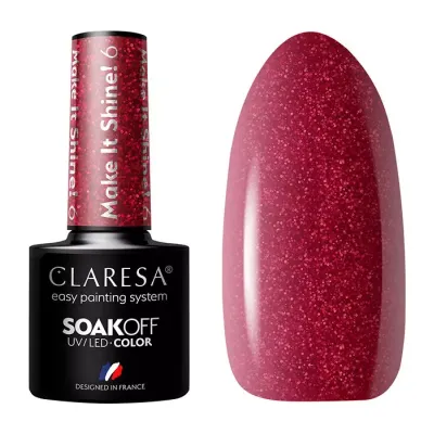 CLARESA SOAK OFF LAKIER HYBRYDOWY MAKE IT SHINE 6 5G