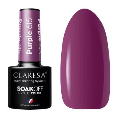 CLARESA SOAK OFF LAKIER HYBRYDOWY PURPLE 615 5ML