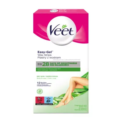 VEET EASY-GEL PLASTRY Z WOSKIEM DO DEPILACJI SKÓRY SUCHEJ 12 SZTUK