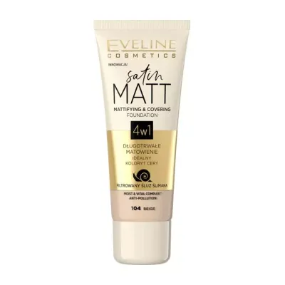 EVELINE SATIN MATT PODKŁAD MATUJĄCY 104 BEIGE 30ML