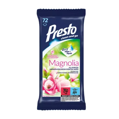 PRESTO NAWILŻANE ŚCIERECZKI UNIWERSALNE MAGNOLIA 72 SZTUKI