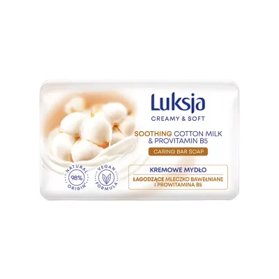 LUKSJA CREAMY & SOFT MYDŁO W KOSTCE MLECZKO BAWEŁNIANE I PROWITAMINA B5 90G