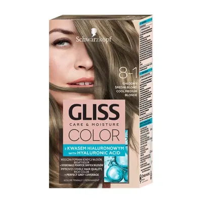 GLISS CARE & MOISTURE COLOR FARBA DO WŁOSÓW Z KWASEM HIALURONOWYM 8-1