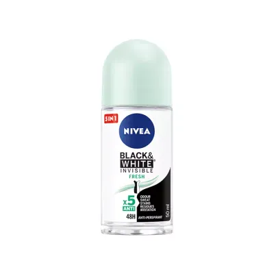 NIVEA BLACK&WHITE INVISIBLE FRESH ANTYPERSPIRANT DLA KOBIET ROLL ON 50ML