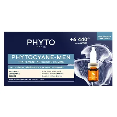 PHYTO PHYTOCYANE MEN KURACJA PRZECIW WYPADANIU WŁOSÓW DLA MĘŻCZYZN PROGRESYWNE 12x5ML