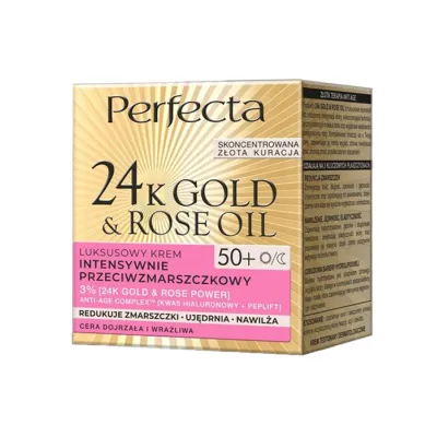 PERFECTA GOLD&ROSE LUKSUSOWY KREM PRZECIWZMARSZCZKOWY NA DZIEŃ I NA NOC 50+ 50ML