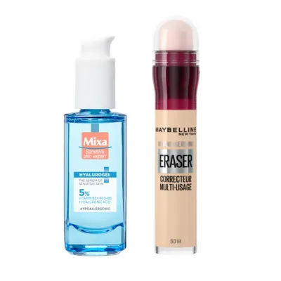 MIXA HYALUROGEL SERUM DO SKÓRY WRAŻLIWEJ + MAYBELLINE INSTANT ANTI-AGE ERASER KOREKTOR POD OCZY