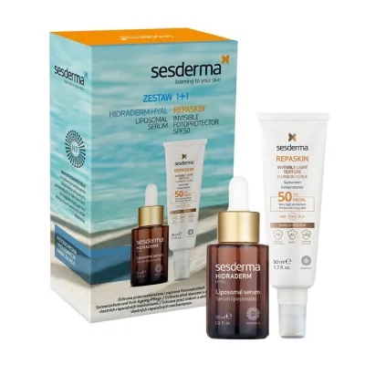 SESDERMA ZESTAW KOSMETYKÓW 1+1 KREM REPASKIN INVISIBLE LIGHT TEXTURE + SERUM HIDRADERM HYAL