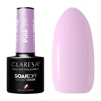 CLARESA SOAK OFF LAKIER HYBRYDOWY PINK 511 5ML