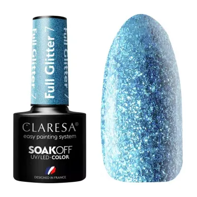 CLARESA SOAK OFF LAKIER HYBRYDOWY FULL GLITTER 7 5ML